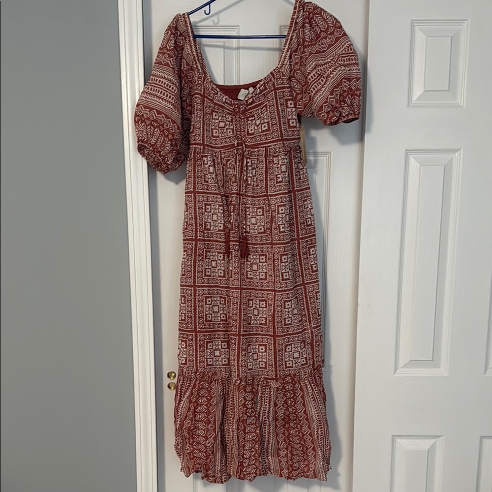 Bohemian Red Patterned Maxi Dress
